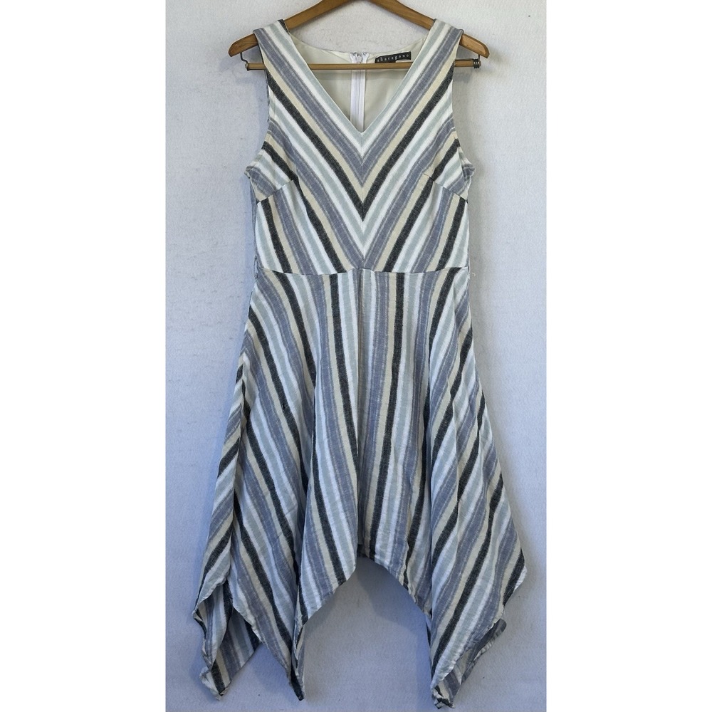 Neutral Minimalist Midi Asymmetrical Dress Sleeveless Size 8 Beach Cottagecore
